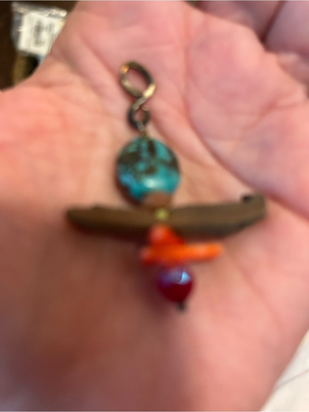 Turquoise & Coral Bead Dangle Charm - Women Jewelry